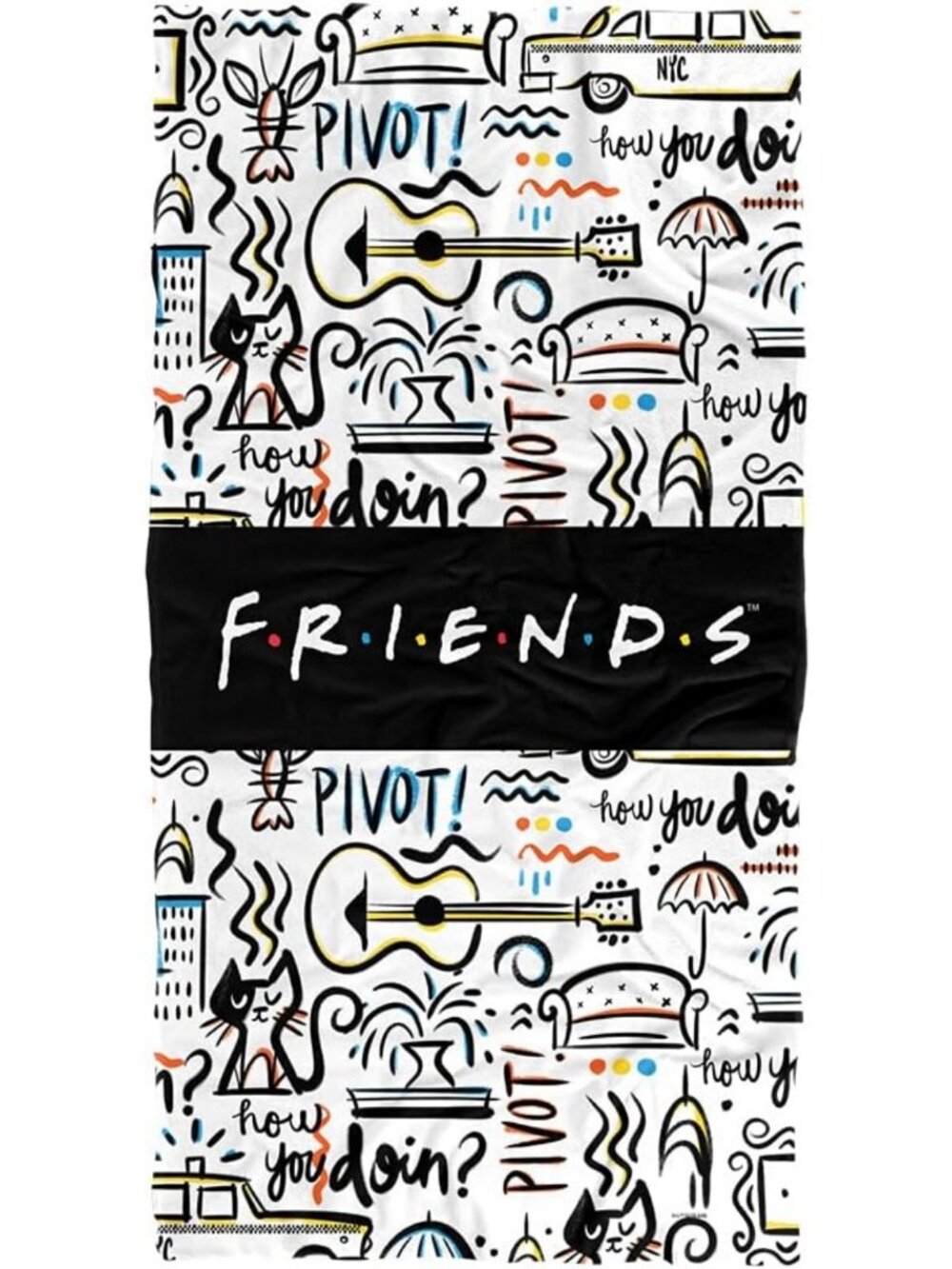 Friends Let's Be Friends Pattern Beach Towel - Soft, Large 30" x 60" Perfect for